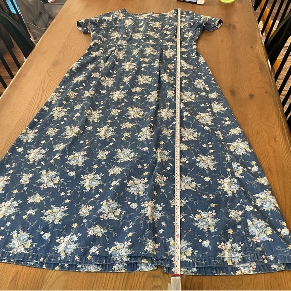 Vintage 90s Liz Claiborne floral denim maxi dress Size large - Picture 13 of 13